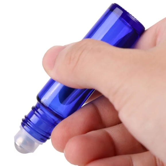 Set of 4 Cobalt Blue Glass Roller Bottles for DIY Scents Oils Serums Travel Size - Picture 3 of 9